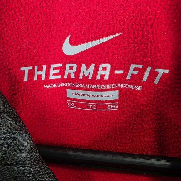 Mens Nike Red & Gray Therma Fit Hoodie Sweatshirt Polyester Drawstring Size XXL - Picture 3 of 9